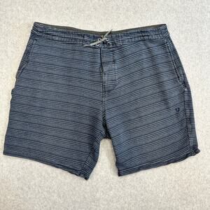 Vissla Board Shorts Mens 34 Blue Striped 8" Comfort Drawstring Surf Coastal
